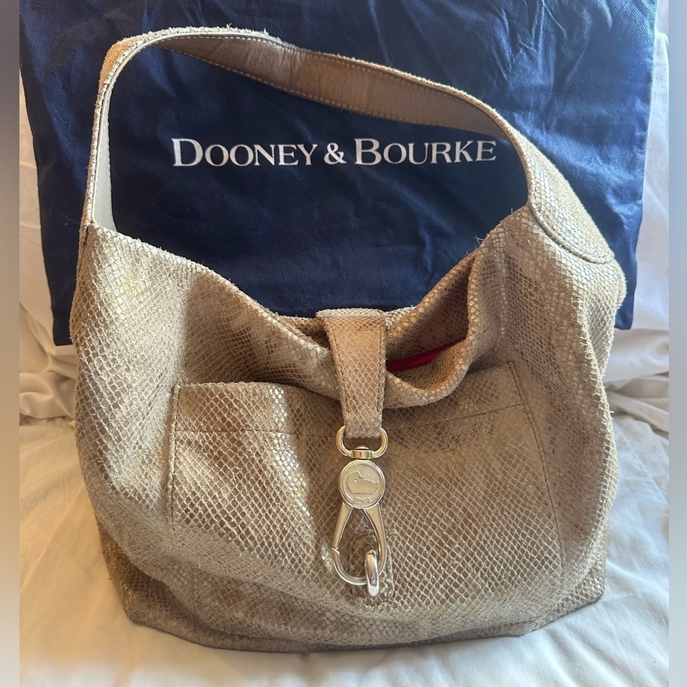 Dooney & Bourke Gold Shimmer Hobo Purse - Snakeskin Print